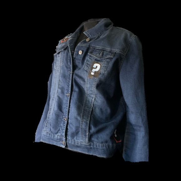Upcycled Back Jacket Trivia Denim Jacket with Clues to TV Shows on the Back. - Picture 5 of 13